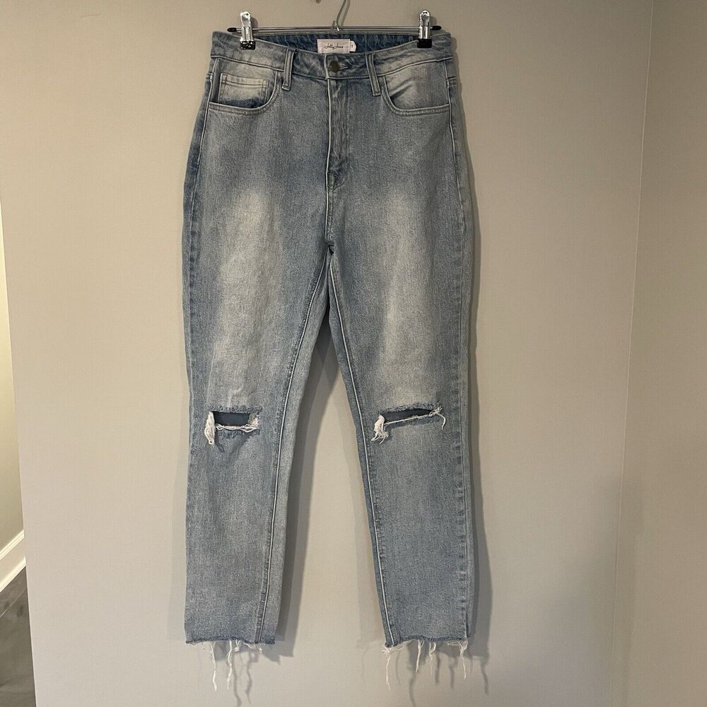 Jelly Jeans High Rise‎ Mom Jeans Distressed Boutique Jeans Size 9 Light Wash